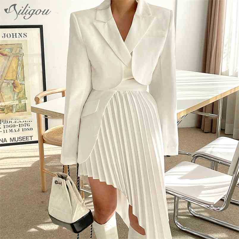 High Quality Women'S Suit Jacket Waist Irregular Pleated Skirt Two-Piece Fashionable White 210525, Gray
High Quality Women'S Suit Jacket Waist Irregular Pleated Skirt Two-Piece Fashionable White 210525, Gray