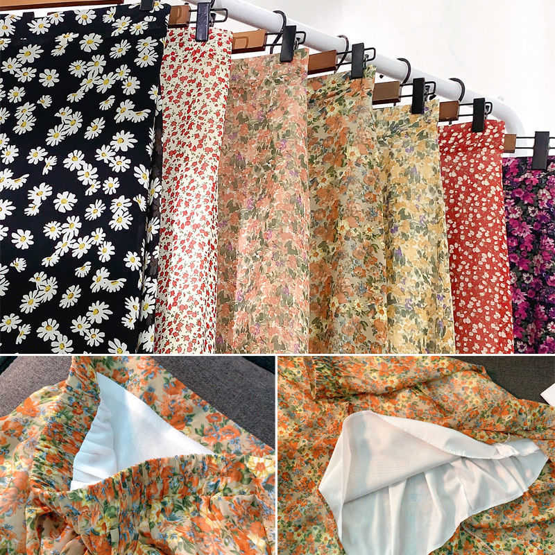 Mozuleva Spring Summer High Waist Chiffon Women Skirts Casual Floral Print Female Maxi Beach Plus Size S-3XL 210621