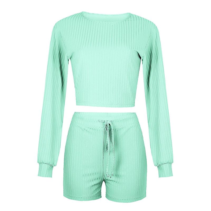 Shorts Set Women Two Pure Color Long Sleeve Suits Summer Cultivate Ones Morality Leisure Elegance Women's Tracksuits