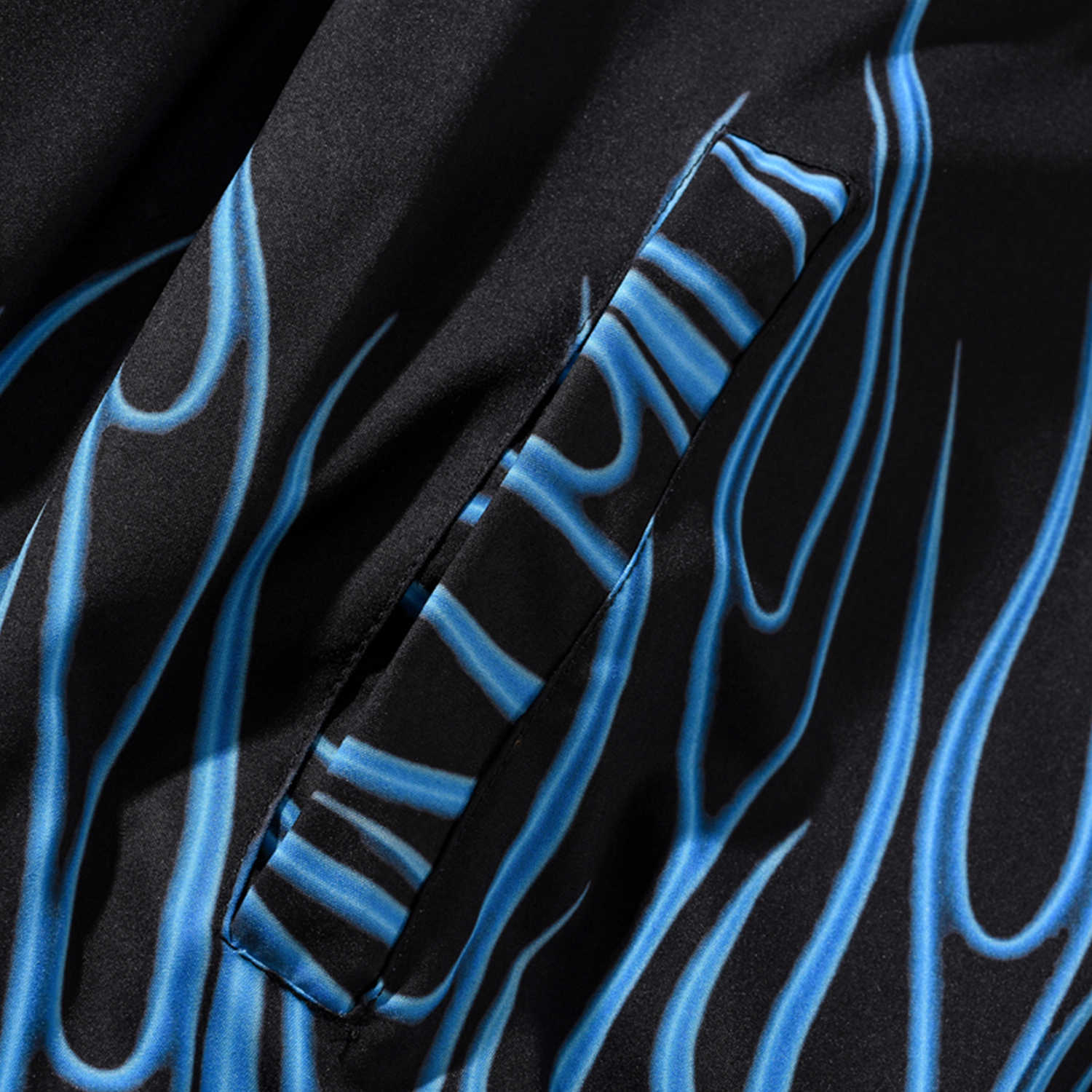 Hooded Jacket Coat Zipper Hoodies Windbreaker Coat Flame Print Harajuku Streetwear Oversized Men Coats Casual Outwear Autumn 210818