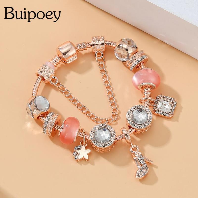 Charm Bracelets Buipoey Rose Gold Crystal Shoes For Women Original Star Beaded Pink Round Bead Bracelet Jewelry Gift, Golden;silver
Charm Bracelets Buipoey Rose Gold Crystal Shoes For Women Original Star Beaded Pink Round Bead Bracelet Jewelry Gift, Golden;silver