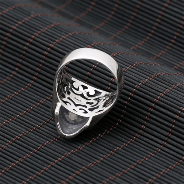 High quality 925 sterling silver skull mask band rings two tones American Europe antique handmade designer punk gothic Luxury jewelry accessories gift
