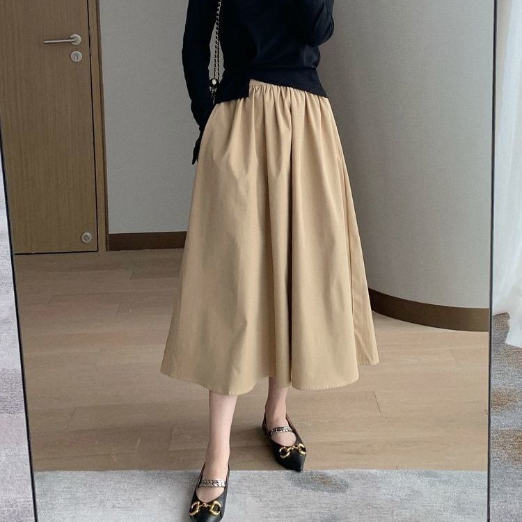 Nomikuma Spring Summer Cotton Skirts Causal High Waist A-line Elegant Skirt Women Korean Fashion Solid Mujer Faldas 6G108 210427