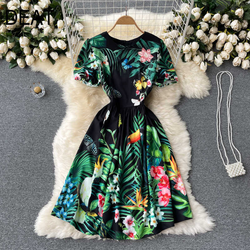DEAT Women Printing Sandy Beach Dress Round Neck Short Sleeve Arrivals Lady Temperament Fashion Spring Summer 11D610 210709, Green on black
DEAT Women Printing Sandy Beach Dress Round Neck Short Sleeve Arrivals Lady Temperament Fashion Spring Summer 11D610 210709, Green on black