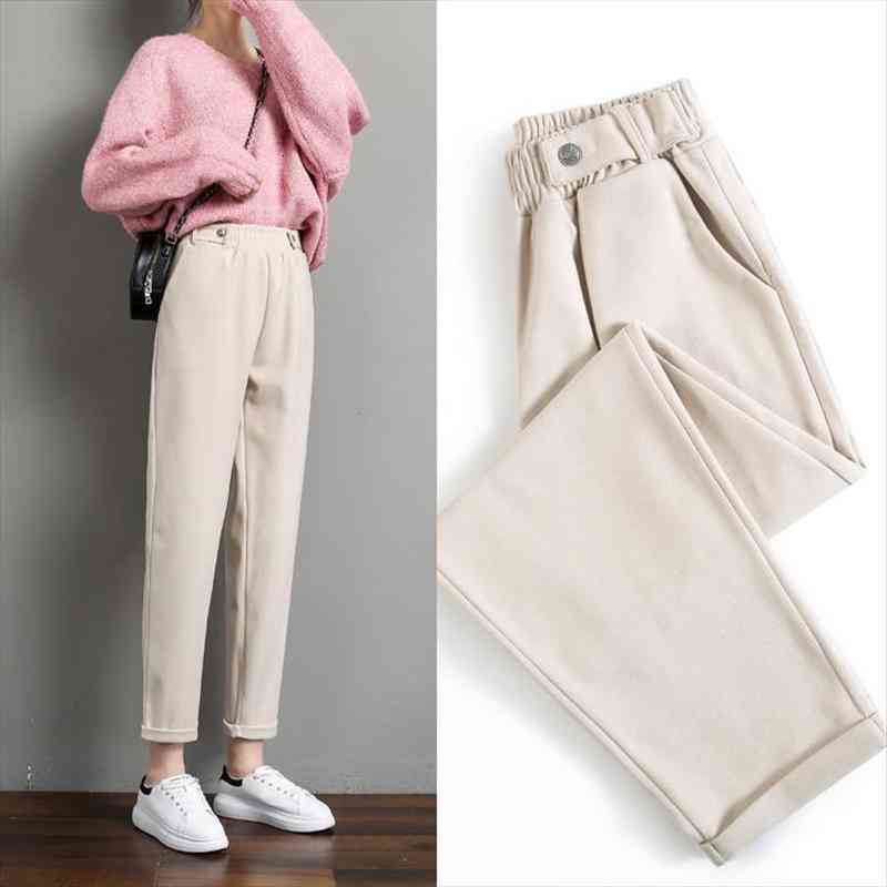 women woolen pants autumn winter casual solid elastic waist harem pants full length trousers s-xxl, Black;white
women woolen pants autumn winter casual solid elastic waist harem pants full length trousers s-xxl, Black;white