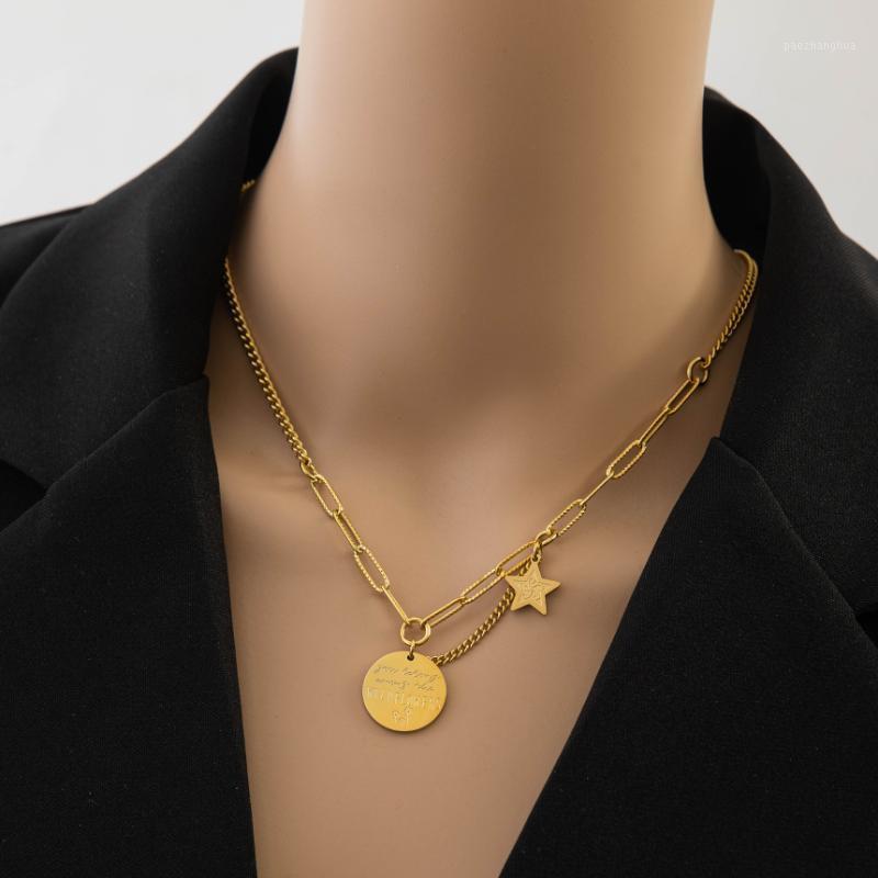 Chains 316L Stainless Steel Letter Round Star Pendant Oval Beads Charms Chain Choker Necklace For Women Fashion Fine Jewelry Party Gift, Silver
Chains 316L Stainless Steel Letter Round Star Pendant Oval Beads Charms Chain Choker Necklace For Women Fashion Fine Jewelry Party Gift, Silver