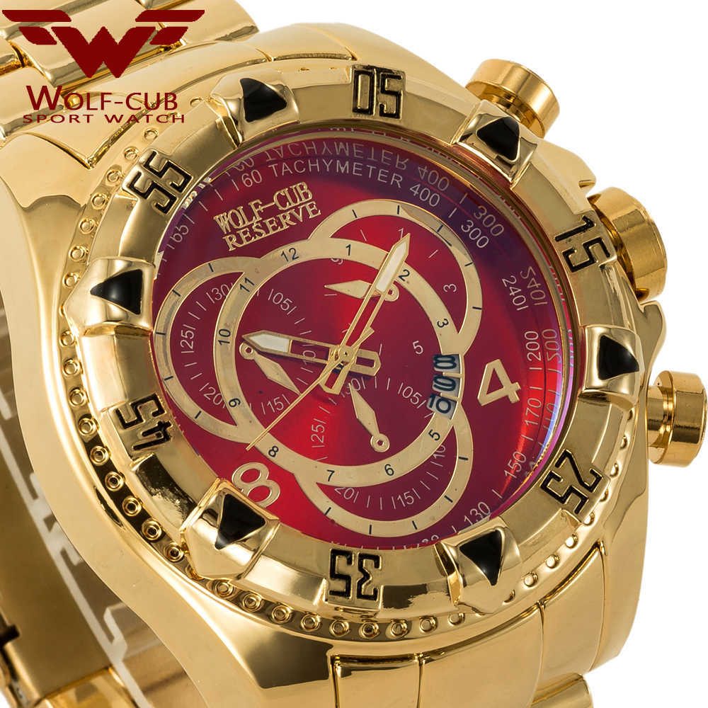Luxury men calendar Large Dial watches 3 sub decoration dials round Commerce business watch USA WOLF-CUB gold black blue white X0625