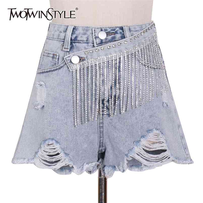 Denim Patchwork Diamond Tassel Shorts For Women High Waist Casual Hole Female Fashion Clothing 210521, Blue
Denim Patchwork Diamond Tassel Shorts For Women High Waist Casual Hole Female Fashion Clothing 210521, Blue