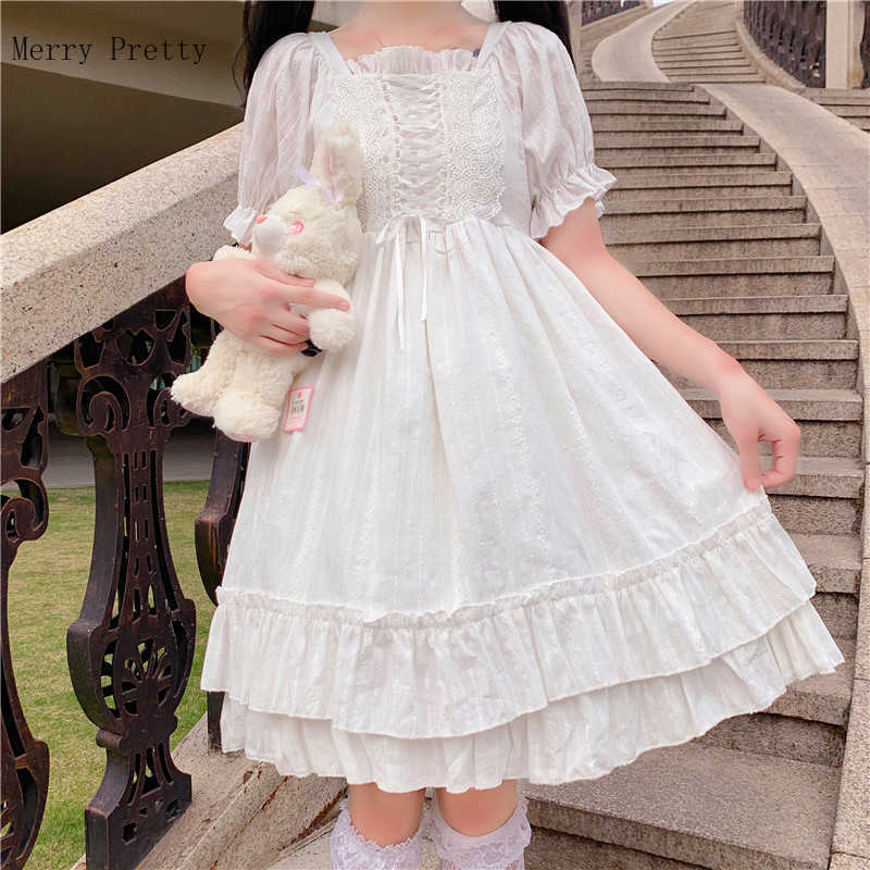 Merry Pretty Summer Women White Lolita Dress Square Collar Lace Up High Waist Princess Cute Kawaii Ruffles Party es 210526, As the photo
Merry Pretty Summer Women White Lolita Dress Square Collar Lace Up High Waist Princess Cute Kawaii Ruffles Party es 210526, As the photo