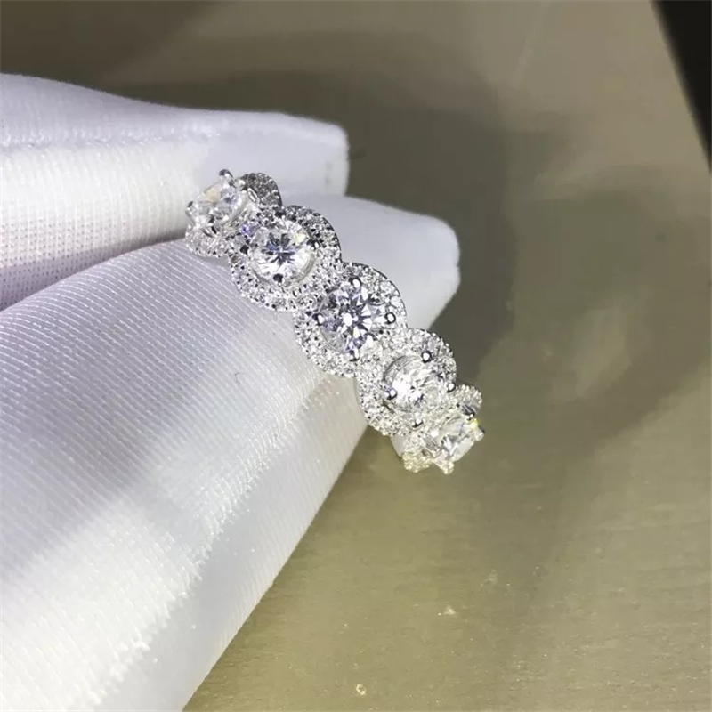Vecalon Promise Ring 100% sterling sier bijou Pave Cz Statement Engagement Wedding Band rings for women men Jewelry