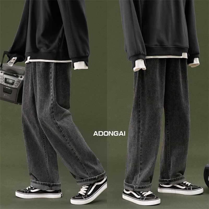 Jeans male spring loose punk streetwea trend black straight jeans women students Korean wide-leg men's trousers spring autumn 211011