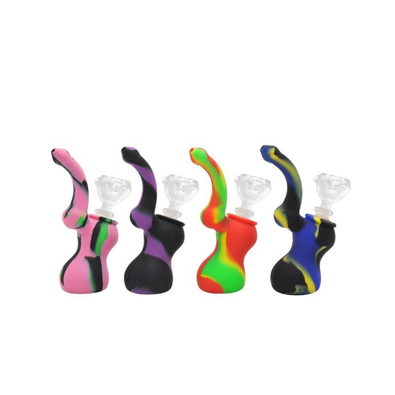 5 inches Silicone Bong with glass bowl Hookahs gourd mini water pipe multicolors Portable dab rig
5 inches Silicone Bong with glass bowl Hookahs gourd mini water pipe multicolors Portable dab rig