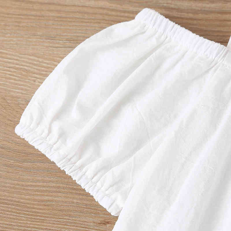 Girl Clothes Set Summer Solid Color Strapless Top + Striped Printed Shorts Toddler Casual Children 2Pcs 210515