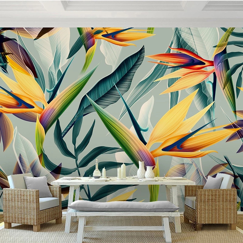 Southeast Asia Tropical Landscape 3D Stereo Pastoral Color Leaves Mural Bedroom Theme Hotel Restaurant Wallpaper