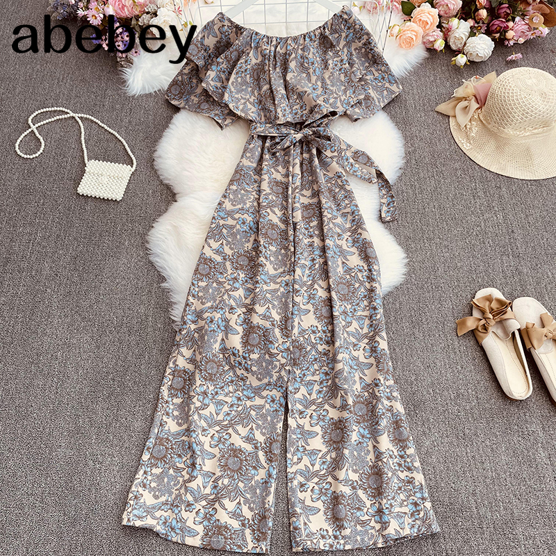 Women Blhemian Floral Jumpsuits Slash Neck Sashes Rompers Summer Sexy Off Shoulder Wide Leg Long Rompers, Red
Women Blhemian Floral Jumpsuits Slash Neck Sashes Rompers Summer Sexy Off Shoulder Wide Leg Long Rompers, Red
