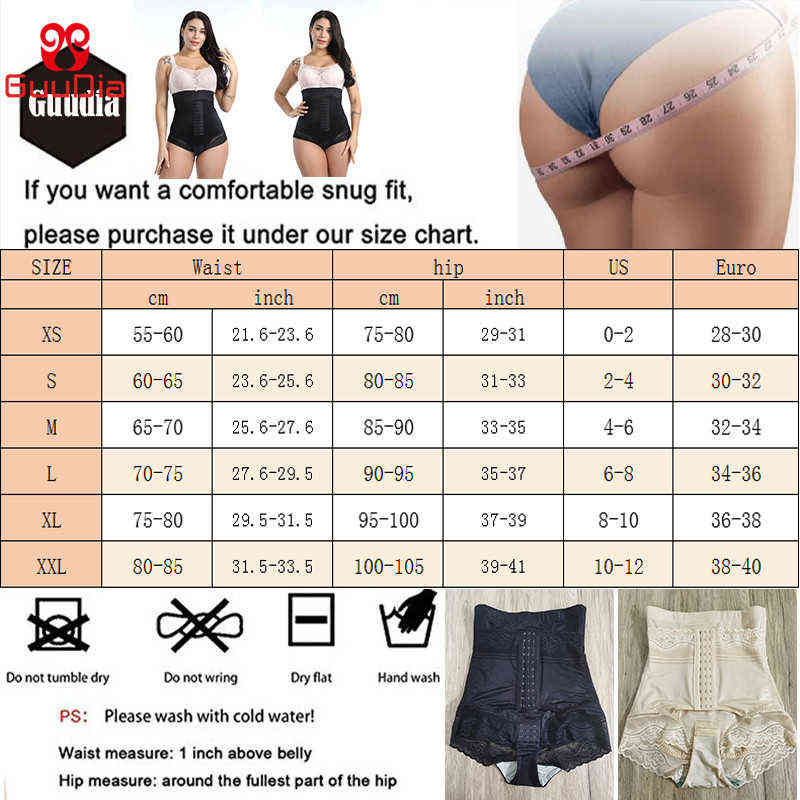 GUUDIA Tummy Control Panties Open Crotch Women Body Shapers Shapewear Slimming Waist Trainer Postpartum Girdle Lac 220104