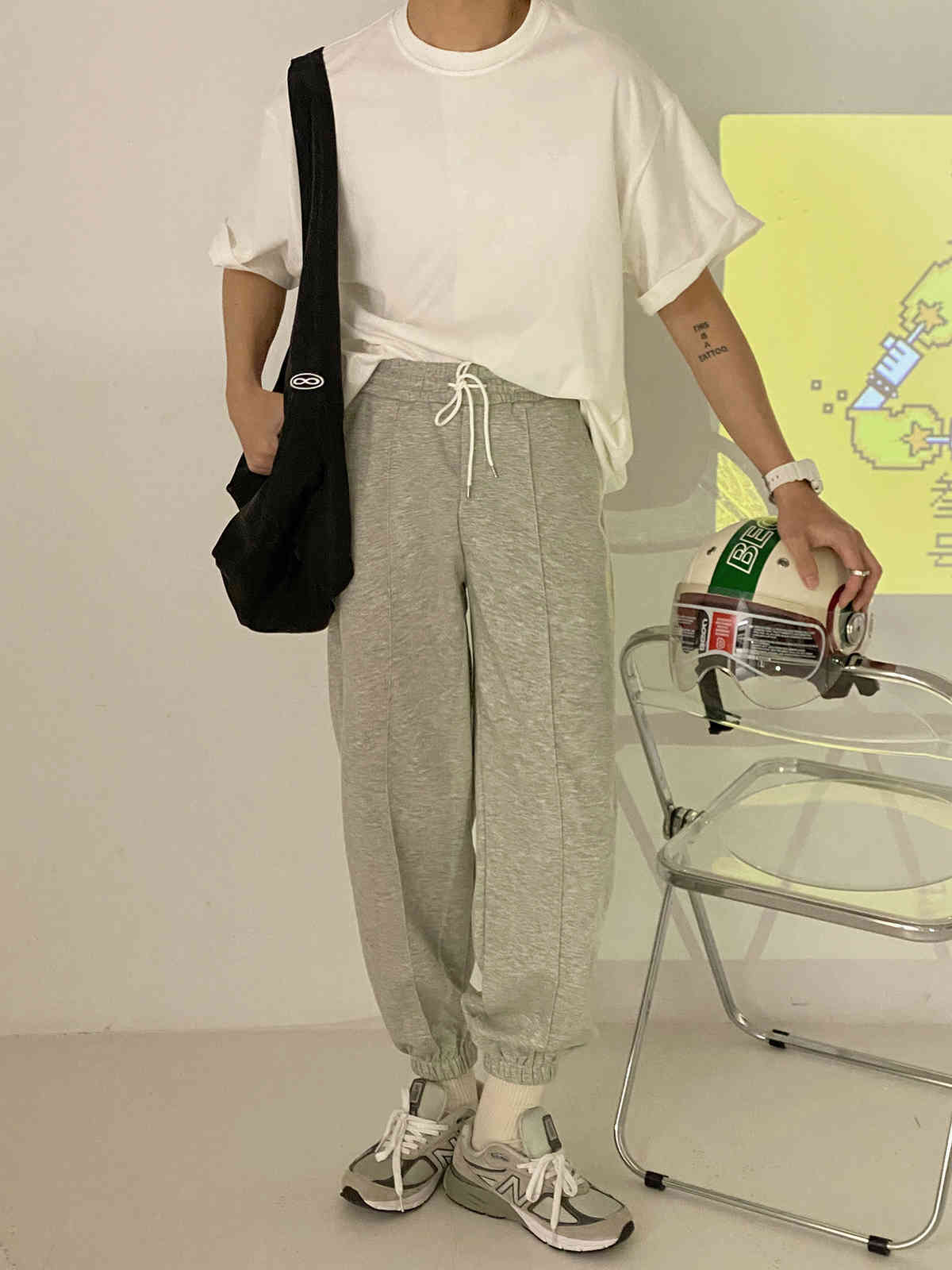 IEFB Spring Autumn Loose Legged Sports Pants Men's Korean Trend Casual High Waist Drawstring Sweatpants For Men 9Y6910 210524