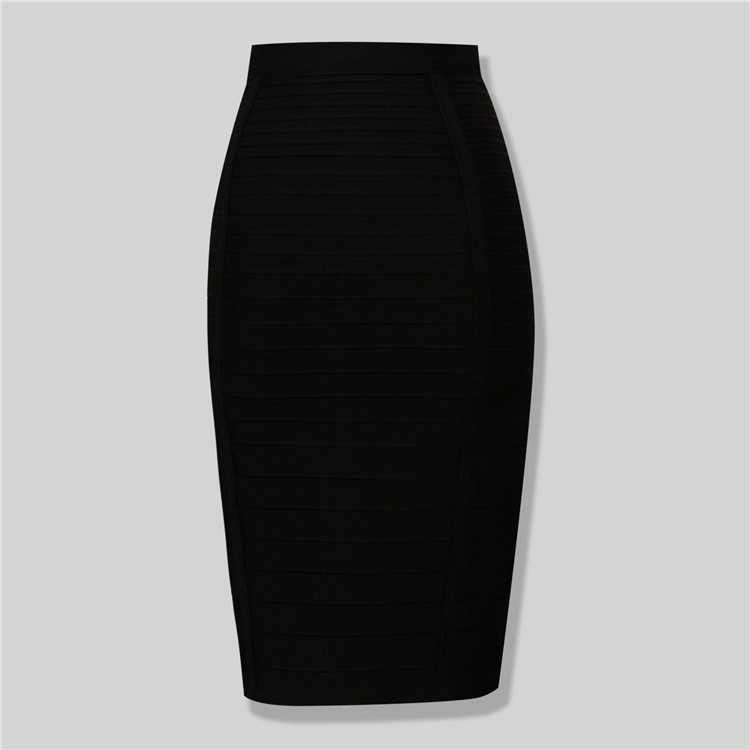 High Quality Black Red Blue Orange Zipper Bodycon Rayon Bandage Skirt Day Party Pencil 210619