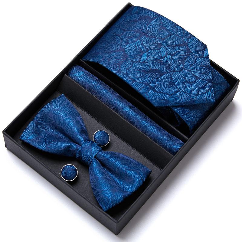 Tie Set Men Bow And Pocket Square Bowtie Necktie Gravatas Handkerchief Cufflinks Man Corbatas Hombre Pajarita Ties