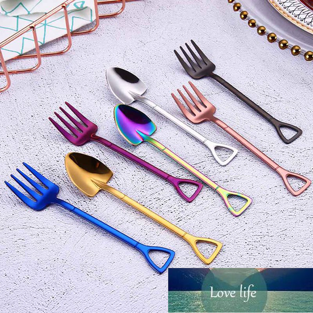 Multicolor Spoon Fork Shovel Shape Ice Cream SpoonFork Coffee Ice Cream Tools Kitchen Accessories7605287