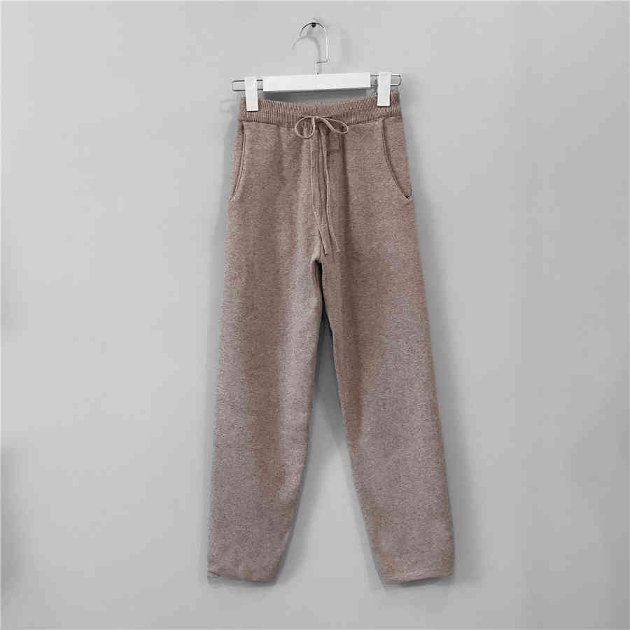 Two Piece Knitting Suit Casual Fashion Temperament Women's O Neck Long Sleeve Home Winter Indoor Warm 210506