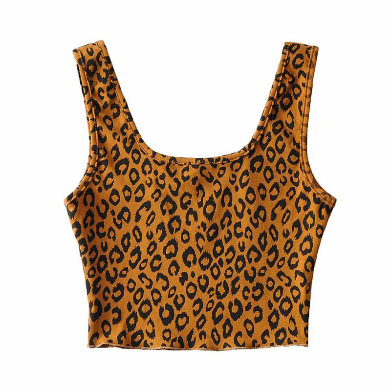 Springtime Style Zebra Leopard U-neck Sports Tank Vest Women's Vintage Navel Slim Short T-shirt Chic Female Tops 210507