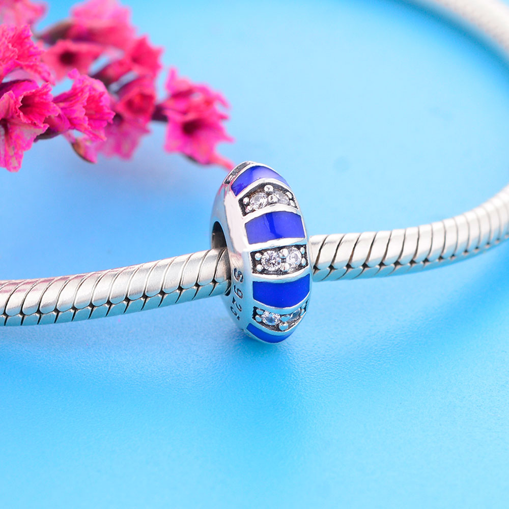 Fit Original Brand Charm Bracelet 925 Sterling Silver Reflection Exotic Stones & Stripes Spacer Bead For Making Women Berloque