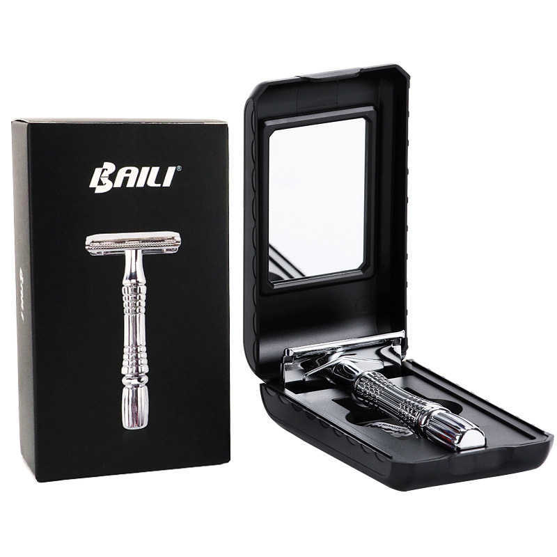 Men's Shaving Razor Double Edge Safety Zinc Alloy Classic For Men 1 1 Blade 1 Case Shaver set P0817