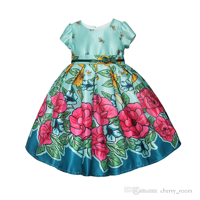 Kids party dress summer fashion baby girls flower printed princess dresses children short sleeve pleated Ball Gown Holiday clothes S1374, Green
Kids party dress summer fashion baby girls flower printed princess dresses children short sleeve pleated Ball Gown Holiday clothes S1374, Green