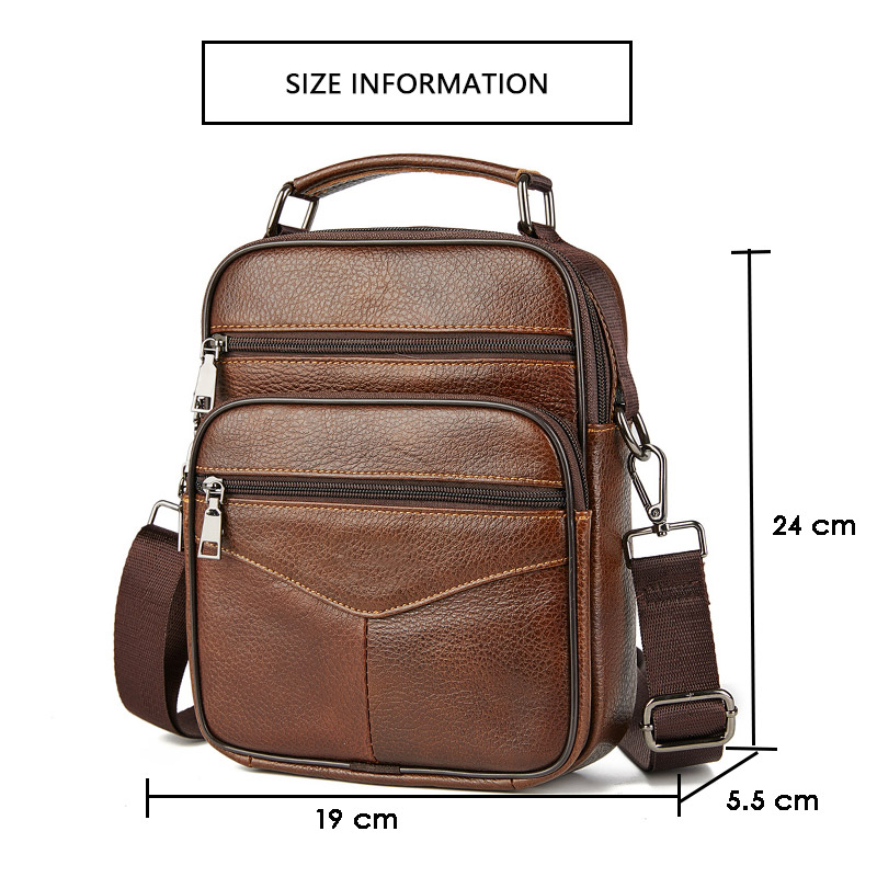 Handbag Men Genuine Leather Small Male Fashion Shoulder High Quality Cowhide Crossbody Briefcase Tote