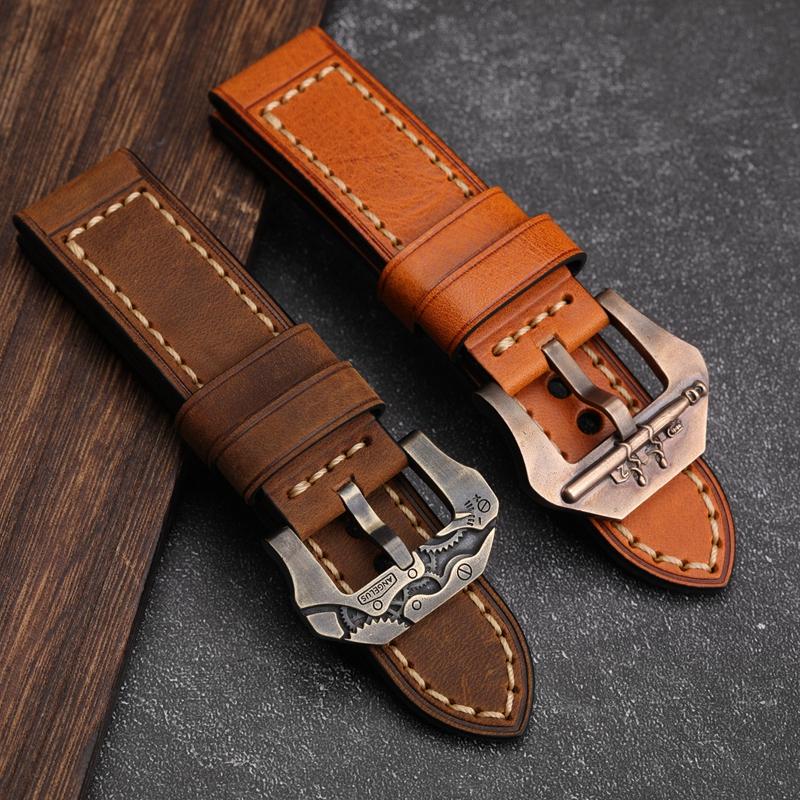 Watch Bands Handmade Brown Frosted Leather Watchband Suitable For Bronze Strap Accessories 20 22 24 26MM Soft
Watch Bands Handmade Brown Frosted Leather Watchband Suitable For Bronze Strap Accessories 20 22 24 26MM Soft