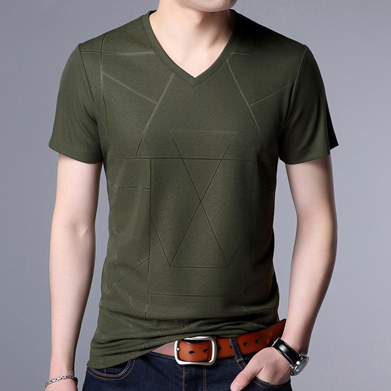 Liseaven Men's T-Shirts New Arrival V-Neck Short Sleeve tshirt Summer T Shirt Men's Slim Fit Tee Shirt 210319