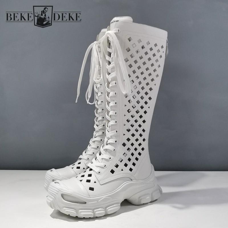 Boots Fashion Genuine Leather Long Women Summer Hollow Out High Top Sneakers Breathable Gothic Shoes White Black Knee
Boots Fashion Genuine Leather Long Women Summer Hollow Out High Top Sneakers Breathable Gothic Shoes White Black Knee