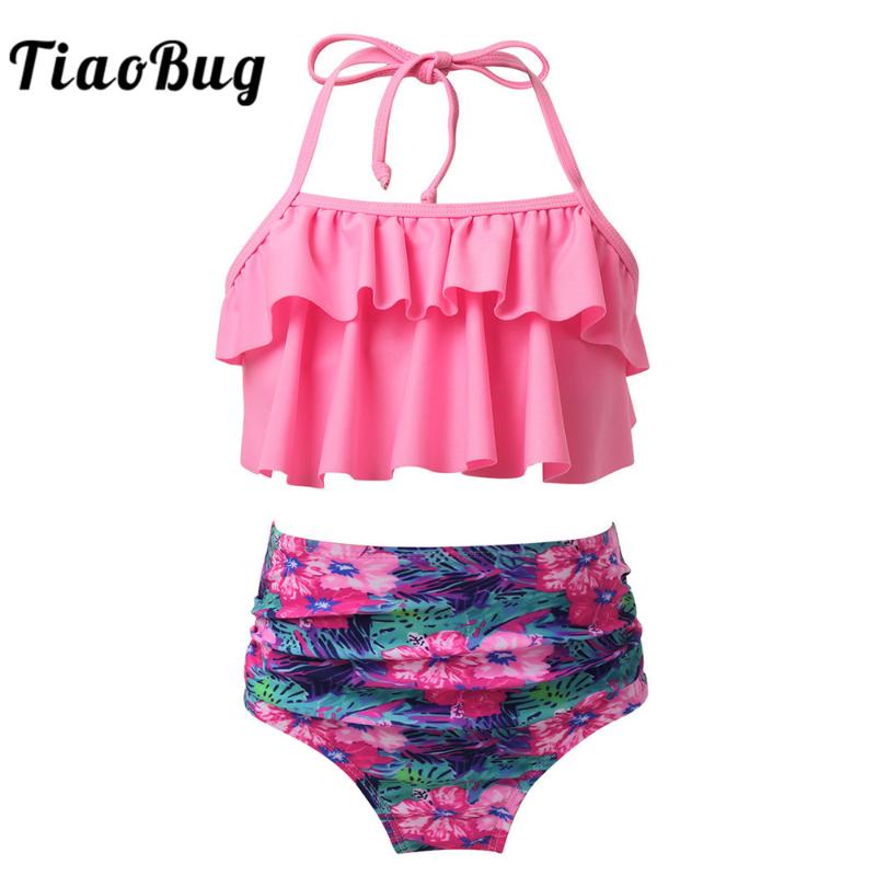 TiaoBug Summer Kids Girls Tankini Set Halter Swimwear Swimsuit Bathing Suit Ruffled Swimming Tops With Floral Bottoms Beachwear One-Piece Su
TiaoBug Summer Kids Girls Tankini Set Halter Swimwear Swimsuit Bathing Suit Ruffled Swimming Tops With Floral Bottoms Beachwear One-Piece Su