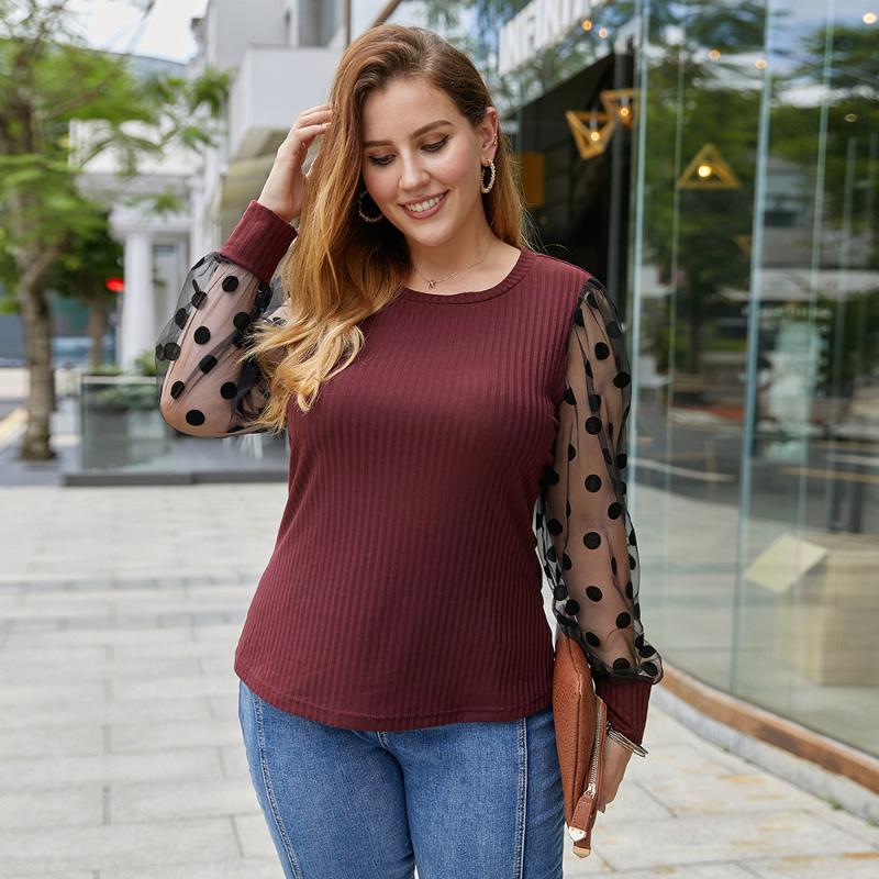 Autumn And Winter Women Long Sleeve Polka Dot Stitching Top Plus Size T-shirt Gauze Tops Women's, Black
Autumn And Winter Women Long Sleeve Polka Dot Stitching Top Plus Size T-shirt Gauze Tops Women's, Black