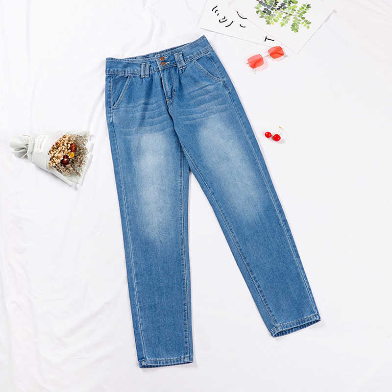 Women's Blue High Waist Pencil Jeans Slim Button Pockets Ladies Denim Pants Spring Vintage Streetwear Trouser Female Bottom 210922