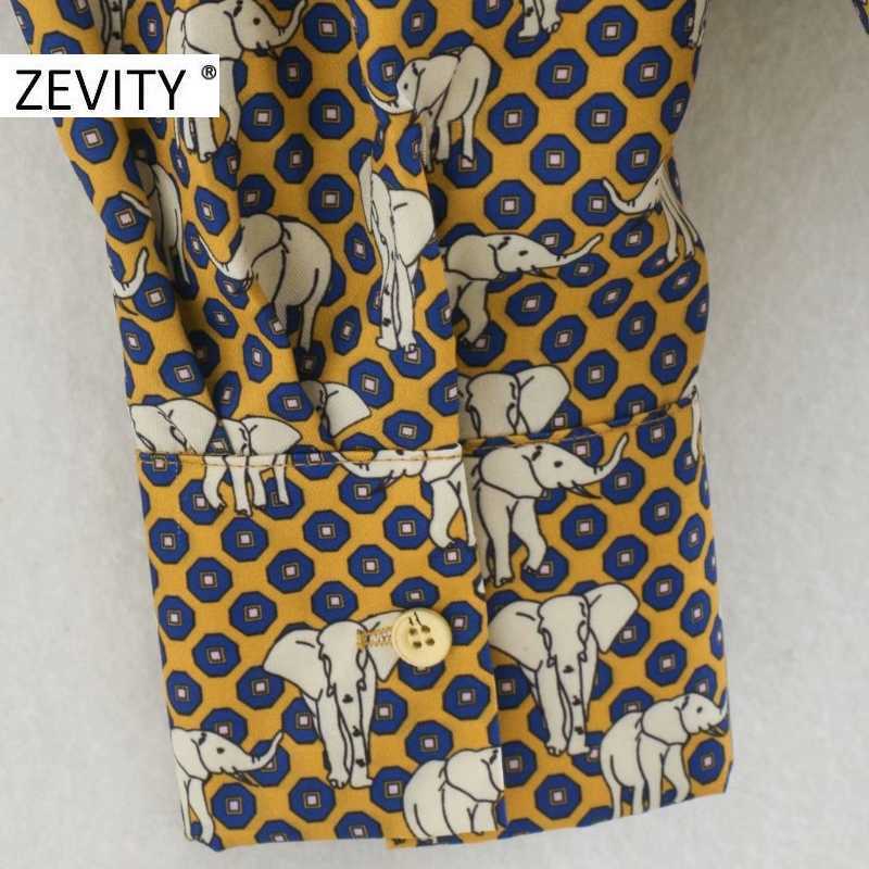 Zevity Women Fashion Elegant Print Dots Casual Loose Smock Blouse Office Ladies Long Sleeve Roupas Femininas Shirts Tops LS7256 210603