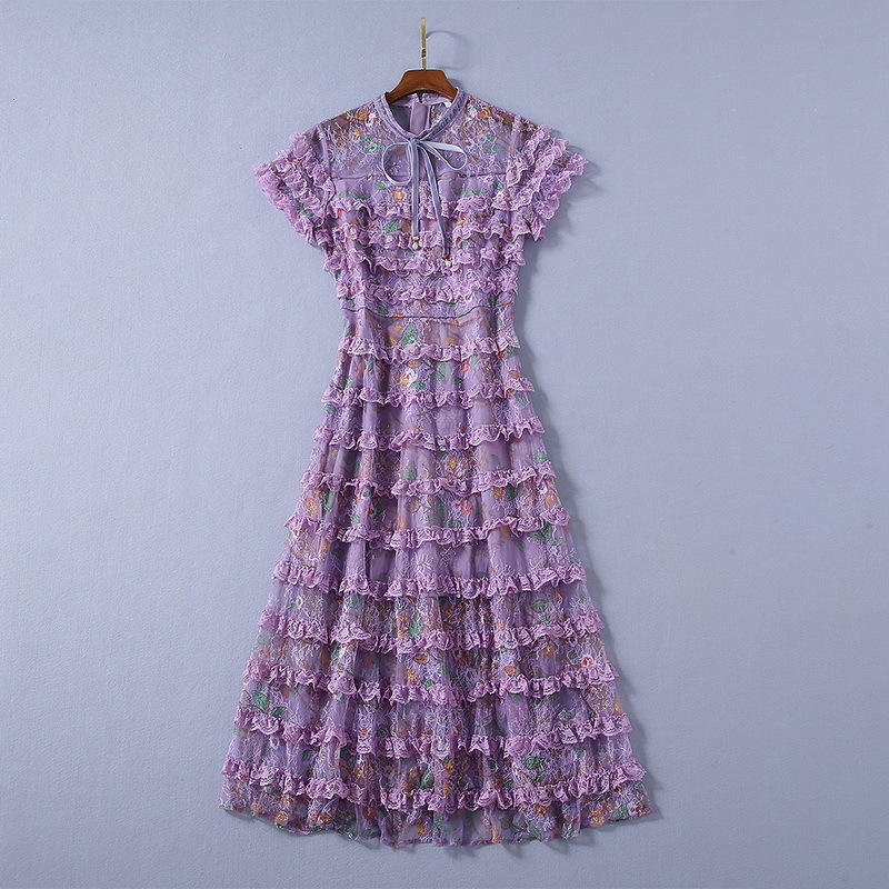 Casual Dresses European and American women' dress summer styles Lace cake with short sleeve bow collar Fashionable HWI9, Blue
Casual Dresses European and American women' dress summer styles Lace cake with short sleeve bow collar Fashionable HWI9, Blue