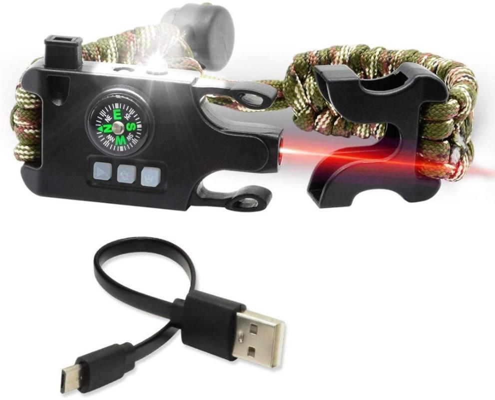 Survival Paracord Wristband Rechargeable Tactical Emergency Travel Kit With Laser Infrared SOS LED UV Lamp Compass Outdoor Gadgets
Survival Paracord Wristband Rechargeable Tactical Emergency Travel Kit With Laser Infrared SOS LED UV Lamp Compass Outdoor Gadgets