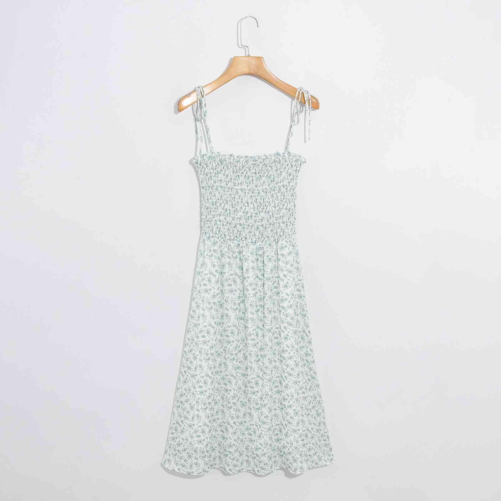 Retro Elegant Elastic Body Long Sling Dresses France Fresh Floral Print Vintage Women Summer Dress Holiday 210429