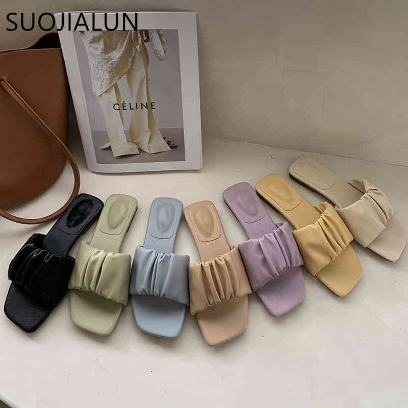 SUOJIALUN 2021 Fashion Brand Pleated Women Slippers Flat Heel Casual Slip On Slides Summer Beach Flip Flops Candy Color Sandalia K78, Beige
SUOJIALUN 2021 Fashion Brand Pleated Women Slippers Flat Heel Casual Slip On Slides Summer Beach Flip Flops Candy Color Sandalia K78, Beige