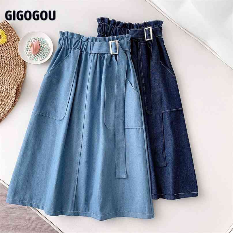 GIGOGOU Big Pocket Women A Line Skirt Buckle Korean Style Denim Jeans s Spring Summer Elastic Bract Waist Female Maxi 210629, Dark blue 427
GIGOGOU Big Pocket Women A Line Skirt Buckle Korean Style Denim Jeans s Spring Summer Elastic Bract Waist Female Maxi 210629, Dark blue 427