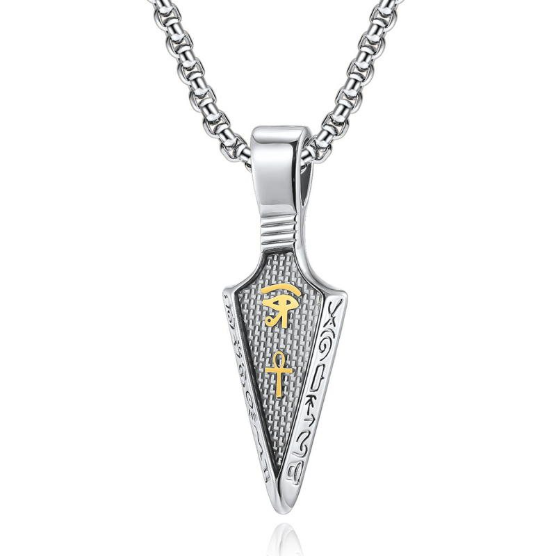 Cool Eye of Horus Anka Spearhead Pendant Stainless Steel Necklaces Jewelry for Gift
