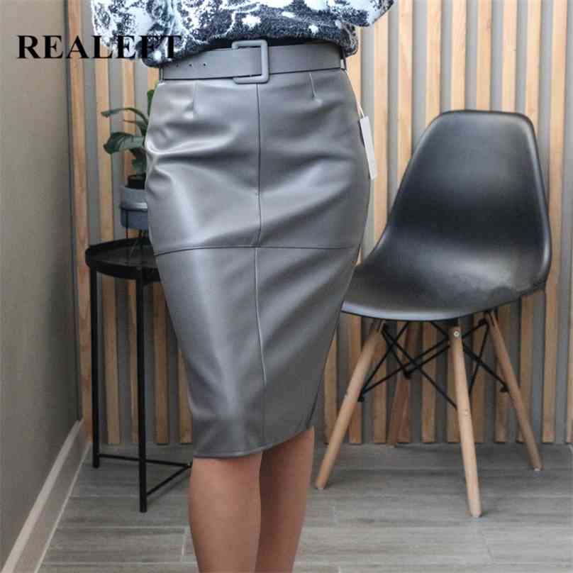 REALEFT Stylish PU Leather Wrap Midi Skirts with Belt Autumn Winter Women High Waist Sheath Pencil Back Split 210629, Gray
REALEFT Stylish PU Leather Wrap Midi Skirts with Belt Autumn Winter Women High Waist Sheath Pencil Back Split 210629, Gray