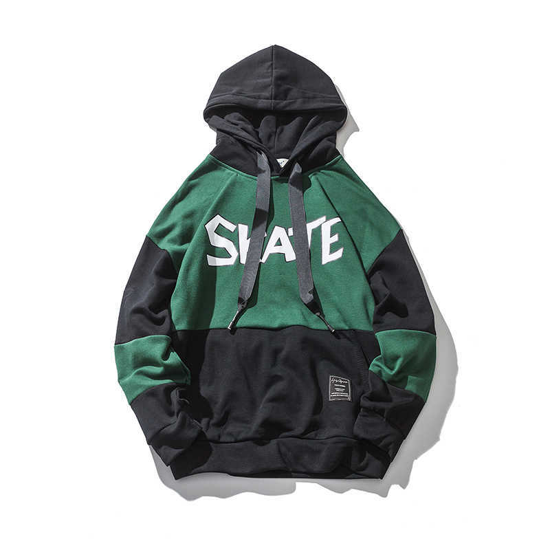 Casual Autumn Spring Men Hoodies Hip Hop Street Wear Sweatshirts Skateboard Pullover Hooded Male Contrast Color Sports Tops 210603