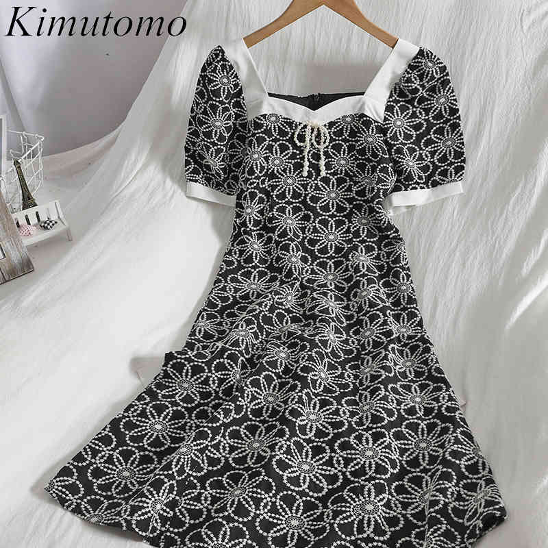 Kimutomo Contrasting Color Dress Women Square Collar Puff Sleeve Beaded Elegant Korean High Waist Embroidered Vestidos Female 210521, Black
Kimutomo Contrasting Color Dress Women Square Collar Puff Sleeve Beaded Elegant Korean High Waist Embroidered Vestidos Female 210521, Black