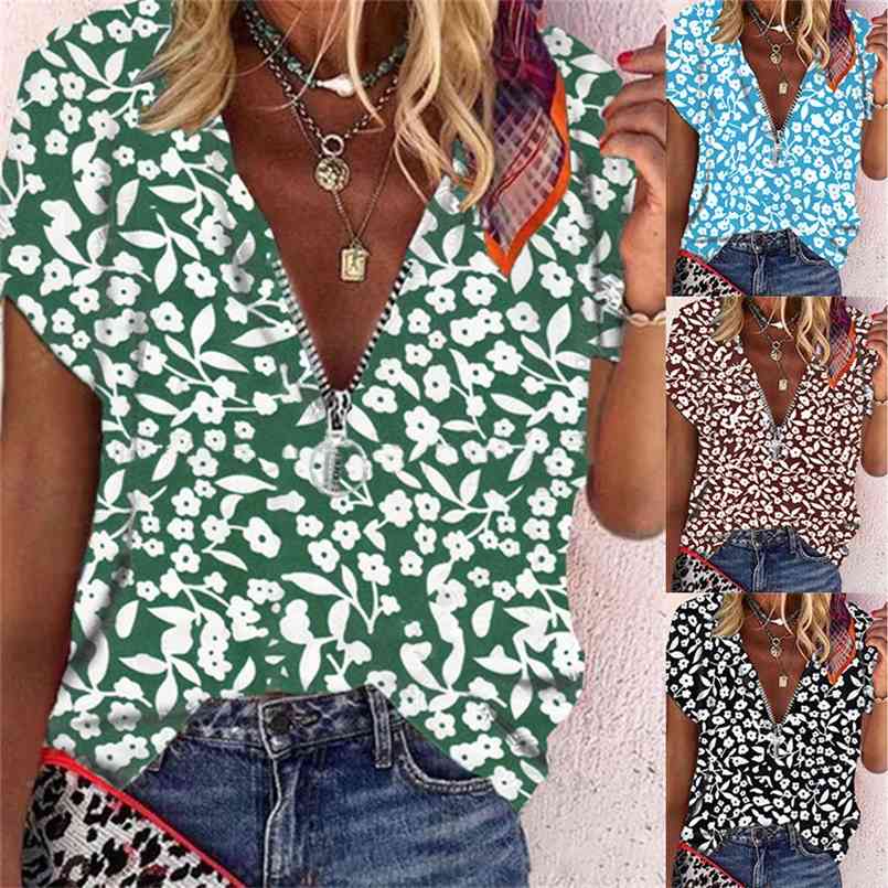 Summer Casual Women' Shirt Fashion Loose T- Printed Zipper V-Neck Short-Sleeved for Women Plus Size Tops 210708, Black
Summer Casual Women' Shirt Fashion Loose T- Printed Zipper V-Neck Short-Sleeved for Women Plus Size Tops 210708, Black