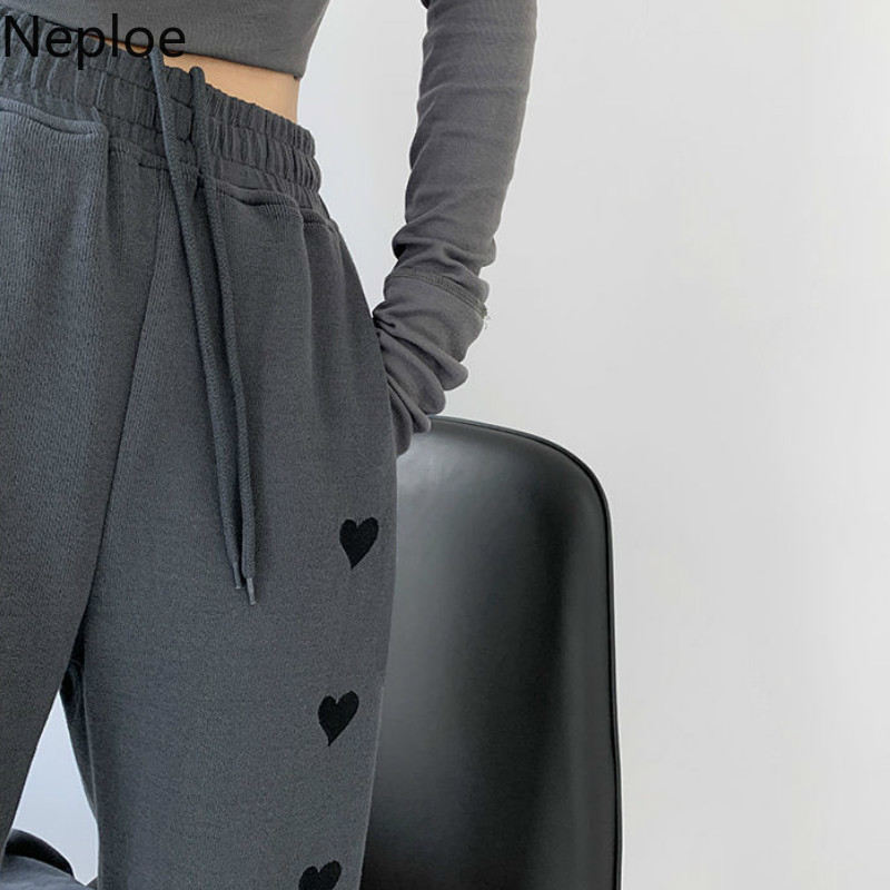 Neploe Joggers Pant for Women Embroidered Harem Woman Pants Drawstring Sweatpants High Waist Casual Femme Clothes Trousers 210422