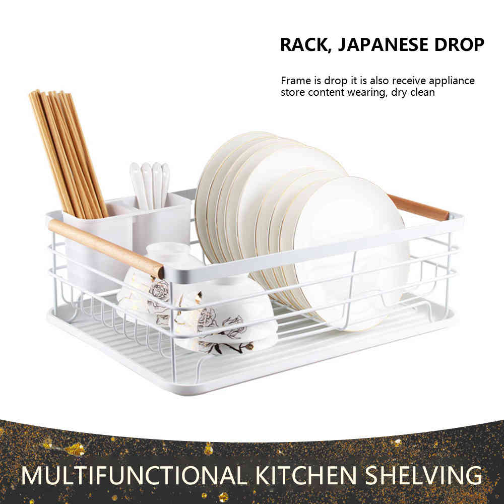 

Multifunctional Storage Rack Kitchen Organizer Dish Bowl Drainer Metal Plate Rack Chopstick Holder Countertop Drying Shelves