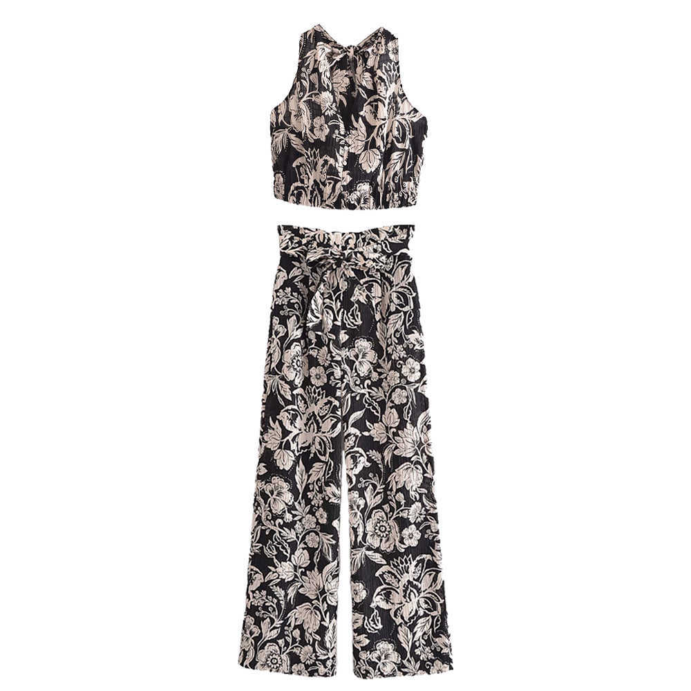 Women Two Piece Set Knotted Back Top & Trousers Chic Lady Fashion Casual Summer Women Outfit Pants Sets Suits 210709
Women Two Piece Set Knotted Back Top & Trousers Chic Lady Fashion Casual Summer Women Outfit Pants Sets Suits 210709